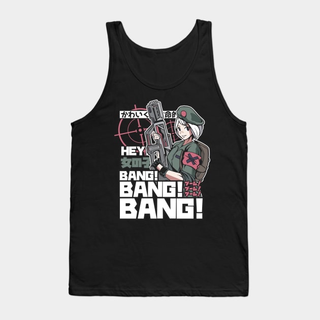 Anime Army Girl Tank Top by madeinchorley